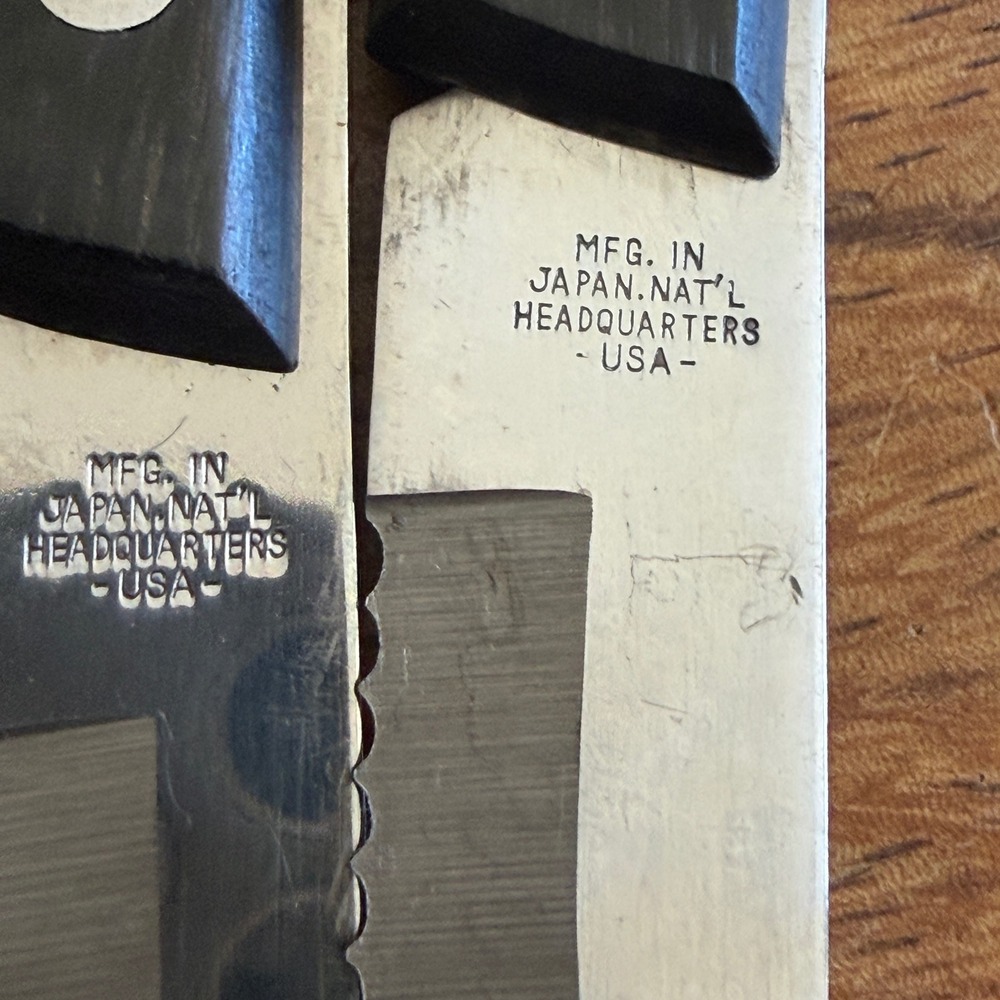 Set 4 Vintage Precision Hollow Ground Stainless Steel Steak Knives Japan Black - Picture 11 of 11